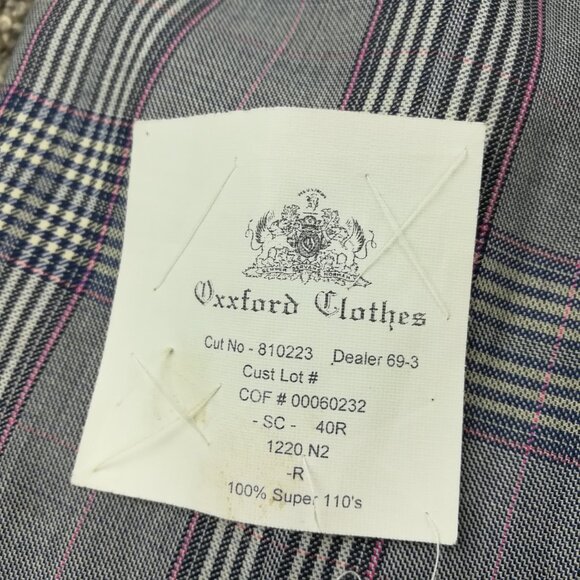NWT Oxxford Clothes Sport Coat Super 110s Wool Glen Plaid Blue Pink 40R - Picture 11 of 15
